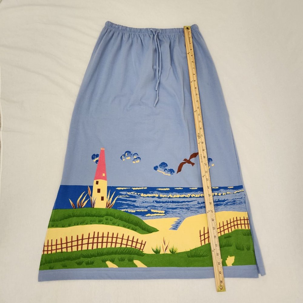 Vintage KAKTUS Fairy Artsy Blue Printed Novelty Set of Two T-Shirt/Skirt Size L. - Picture 13 of 16